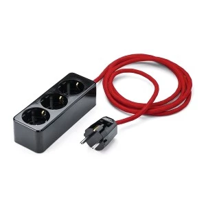 tafelcontactdoos 3-voudig duroplast zwart / rood (100323)